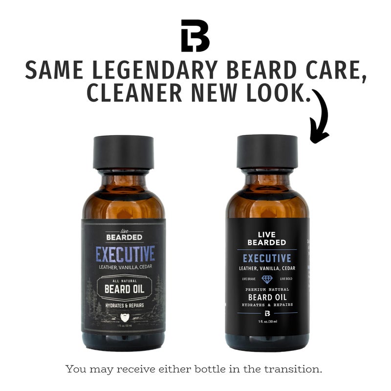 Live Bearded Beard Oil, 1 fl oz - Premium All-Natural Jojoba - Made in the USA - Hair and Skin Care for Men with Dry, Flaky Patches | Executive Scent - Cedar, Vanilla - Image 2